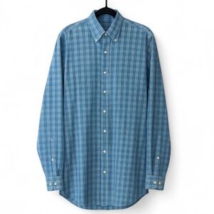 Peter Millar Blue Checkered Button Down Shirt